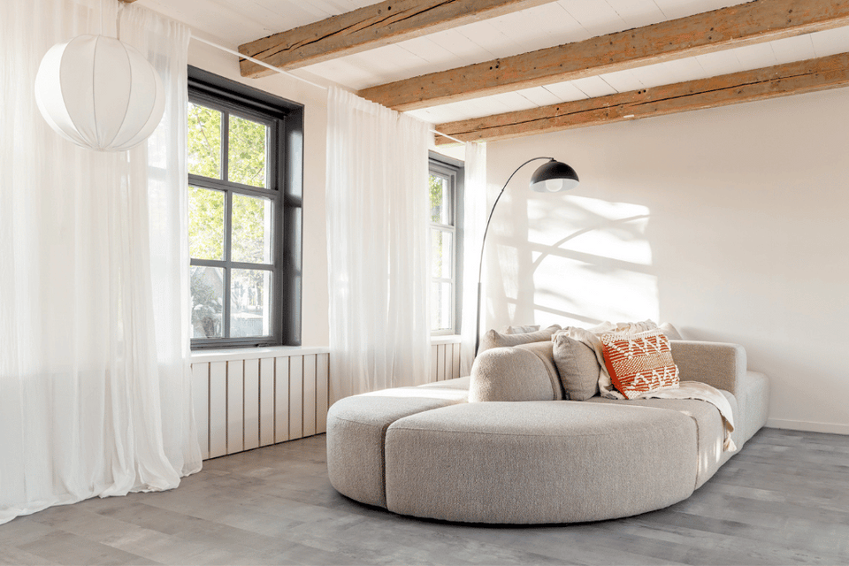 X6 ziteiland bank met ronde vormen 