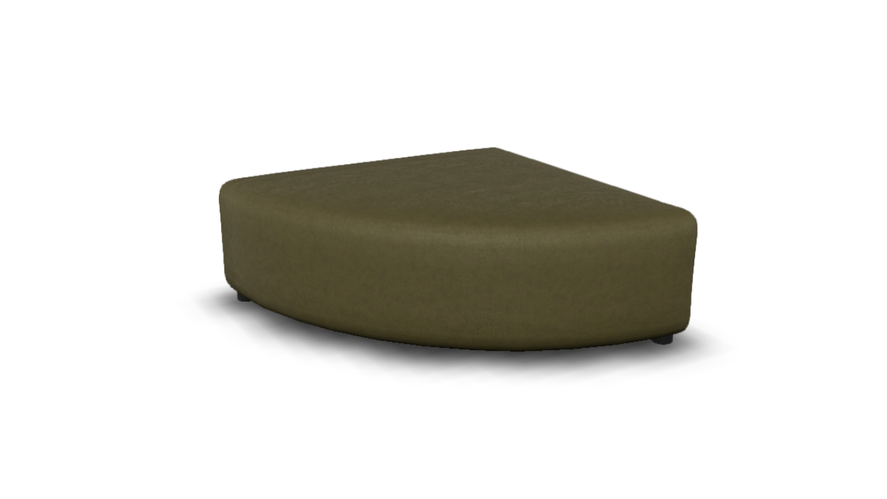 sku:X6-E12A-16-OLI|img:X6-E12A-16-OLI-IMG2.png|desc:X6 hocker kwart rond links (103x103cm) element 12A #16 olijfgroen velours