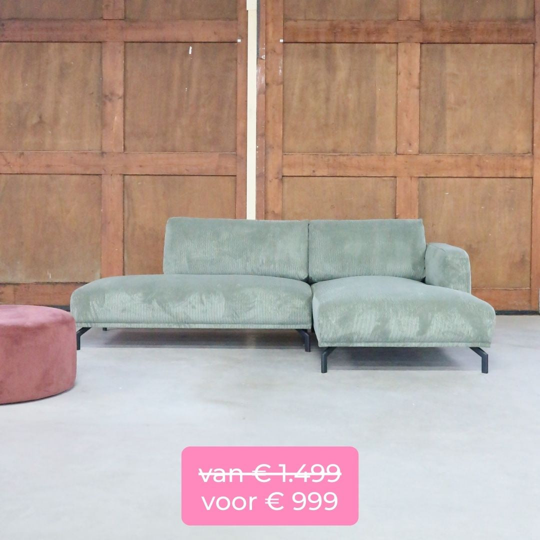 bank showroommodeluitverkoop x5 groen ribcord